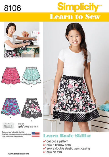Simplicity Pattern 8106 Childs skirt pattern from Jaycotts Sewing Supplies