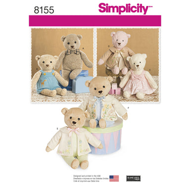 Simplicity 8155 Teddy Bear Sewing Pattern from Jaycotts Sewing Supplies