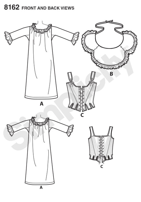 Simplicity Pattern 8162 18th century undergarments pattern from Jaycotts Sewing Supplies