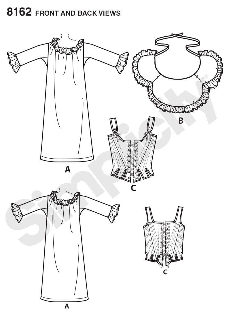 Simplicity Pattern 8162 18th century undergarments pattern from Jaycotts Sewing Supplies