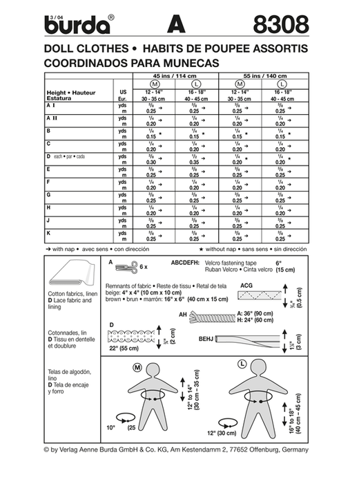 BD8308 Doll Clothes | Easy from Jaycotts Sewing Supplies