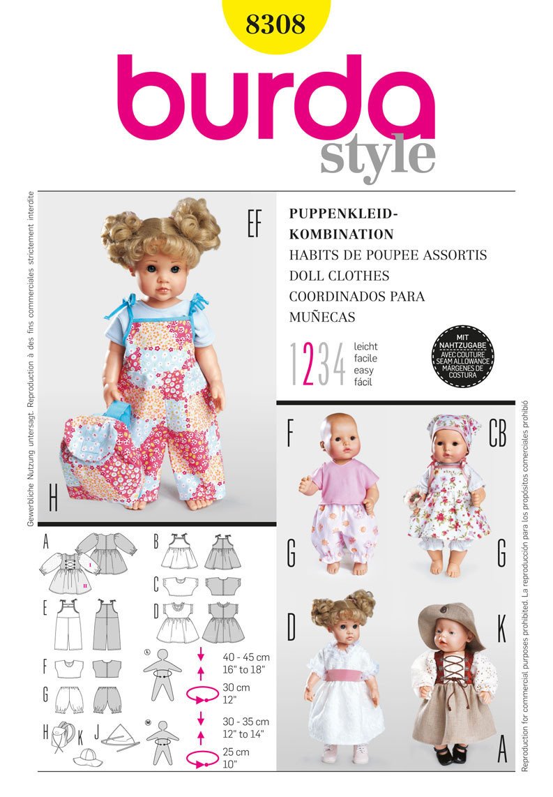 BD8308 Doll Clothes | Easy from Jaycotts Sewing Supplies