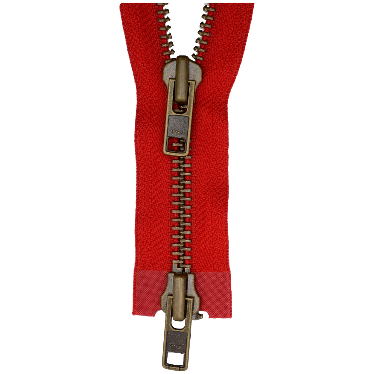 YKK Open End Zip - TWO WAY METAL - Colour 519 RED from Jaycotts Sewing Supplies