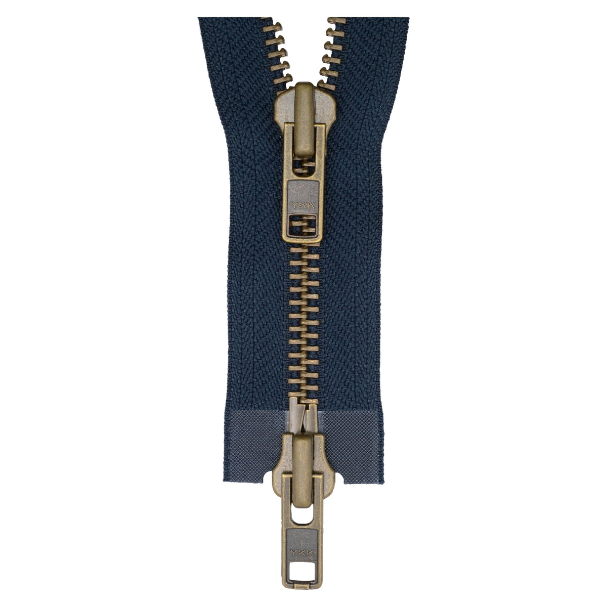 Two Way Navy Metal Separating Zipper With Anti Brass Pull and