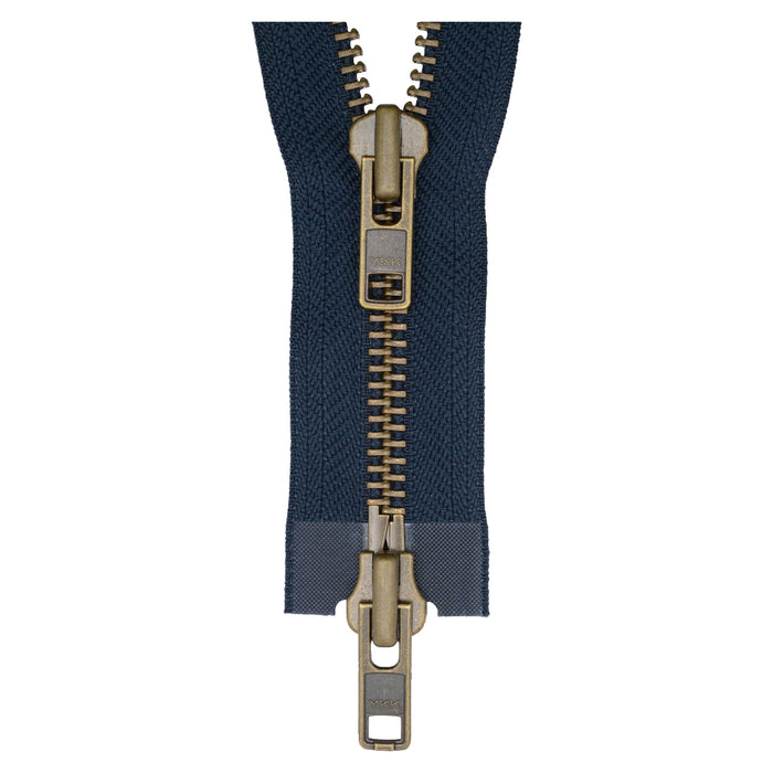 YKK Open End Zip - TWO WAY METAL - Colour 560 NAVY from Jaycotts Sewing Supplies