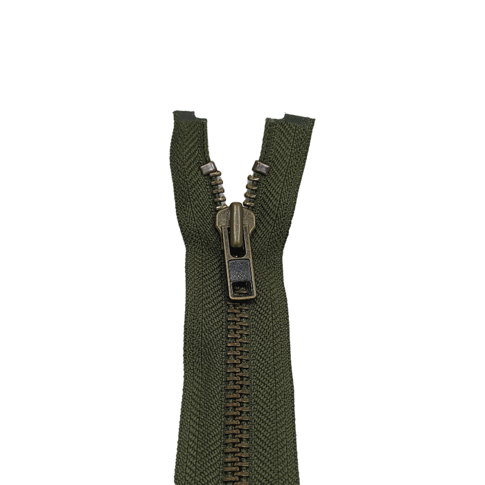 YKK Open End Zip - Heavy Duty, Antique Brass |  566 Khaki from Jaycotts Sewing Supplies