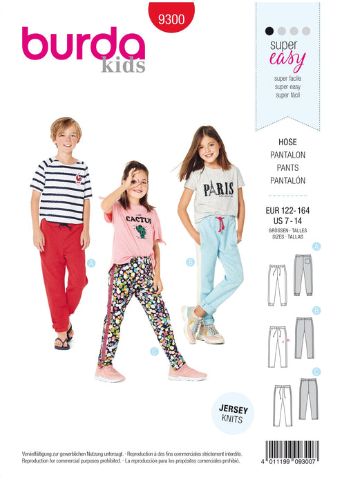 Burda Pattern 9300 Children's Jogging Pants – Unisex – Sweatpants from Jaycotts Sewing Supplies