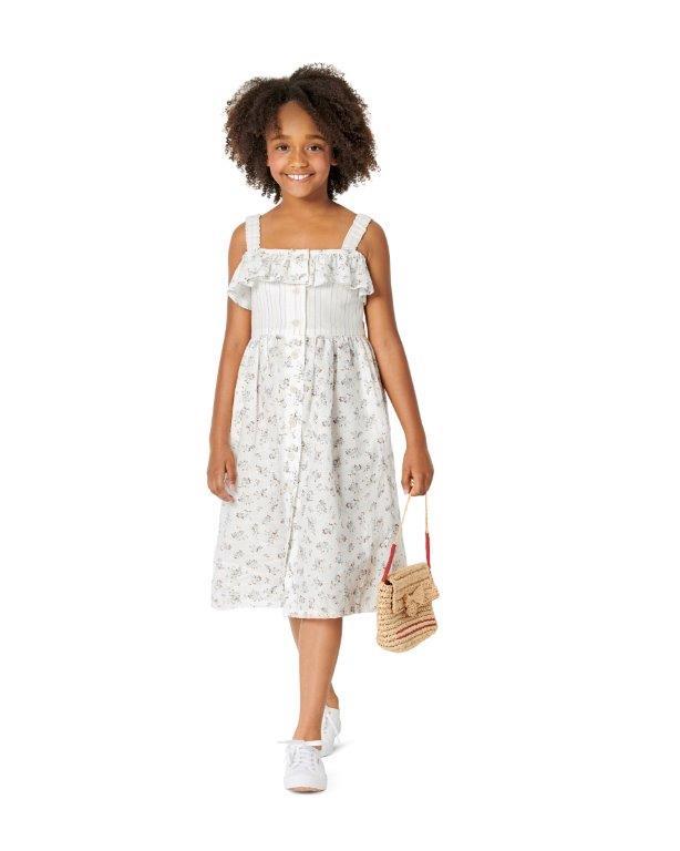 Burda Pattern 9304 Children's Pinafore Dress - Front Button Fastening, gathered Skirt from Jaycotts Sewing Supplies