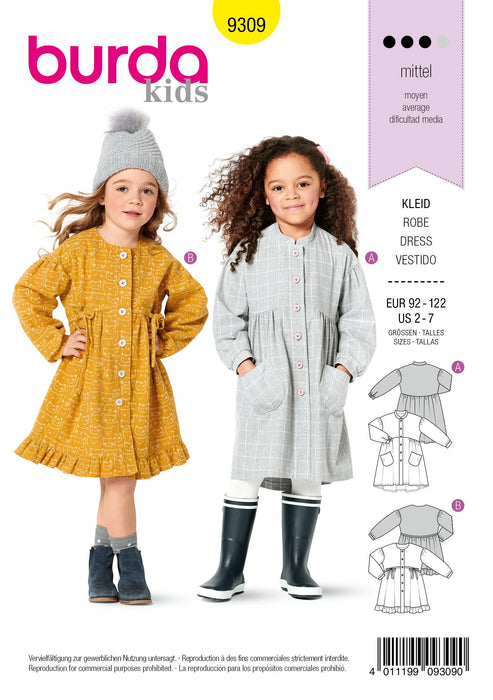 9309 Burda Sewing Pattern |  CHILD DRESS from Jaycotts Sewing Supplies