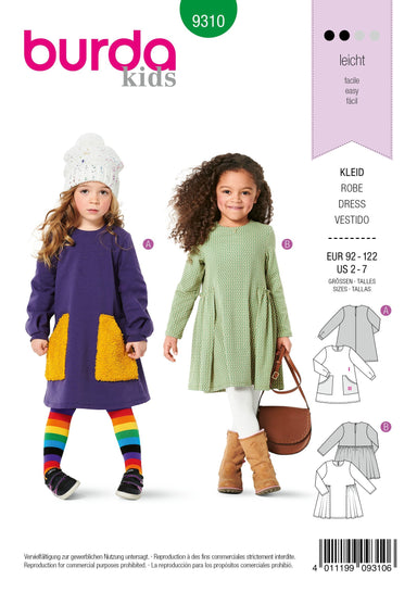 9310 Burda Sewing Pattern |  CHILD DRESS from Jaycotts Sewing Supplies