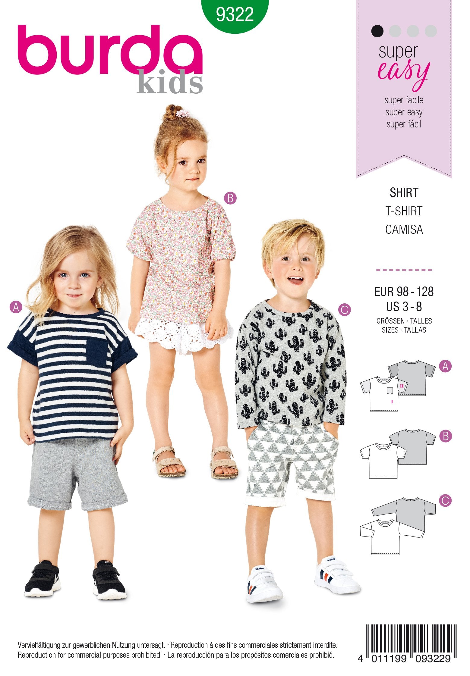 BD9322 Child's top sewing pattern from Jaycotts Sewing Supplies
