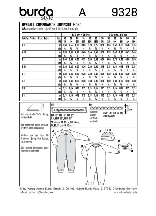 BD9328 Baby's Romper pattern from Jaycotts Sewing Supplies