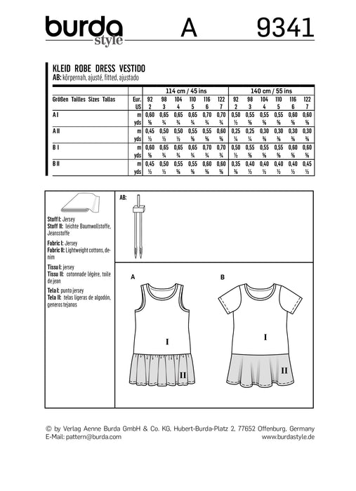 BD9341 Girls Summer Jersey Dresses from Jaycotts Sewing Supplies