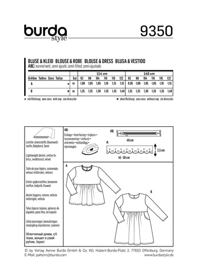 BD9350 Child's Dresses | Burda style pattern from Jaycotts Sewing Supplies