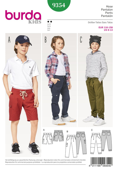 BD9354 Girl/Girl Plus Pant and Short | Burda style pattern from Jaycotts Sewing Supplies