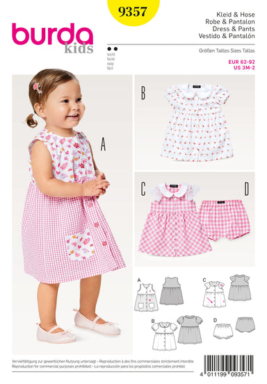 Burda Style Pattern BD9357 Baby Collar Dress and Panties from Jaycotts Sewing Supplies