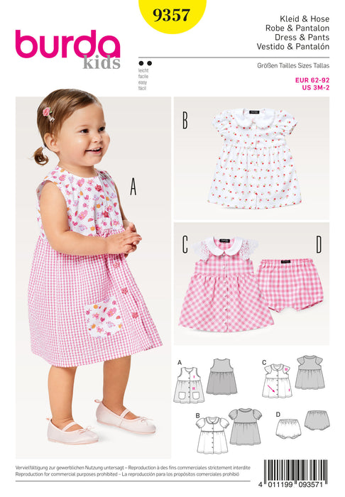 Burda Style Pattern BD9357 Baby Collar Dress and Panties from Jaycotts Sewing Supplies