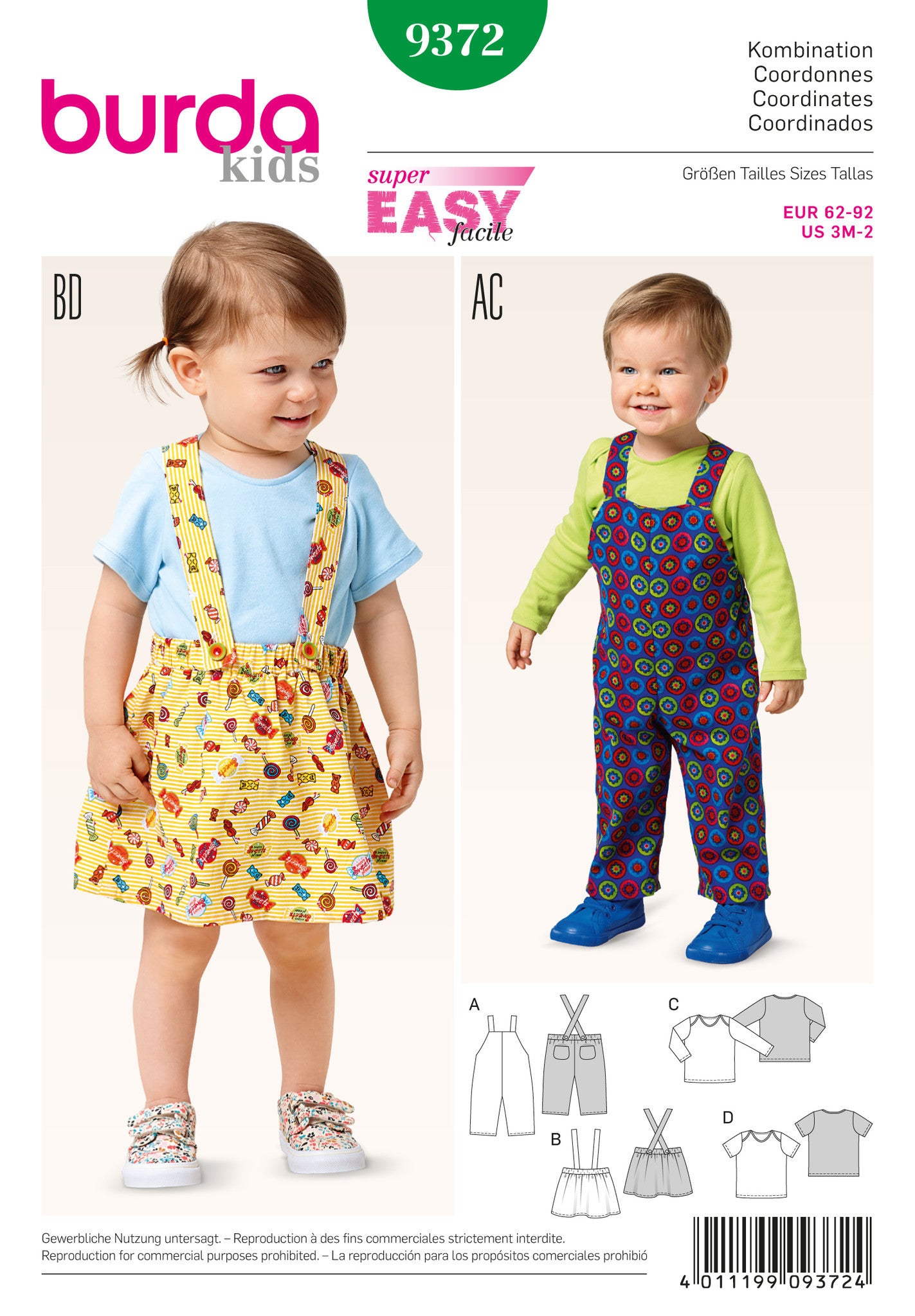 BD9372 Burda Style Pattern 9372 Babies Coordinates from Jaycotts Sewing Supplies