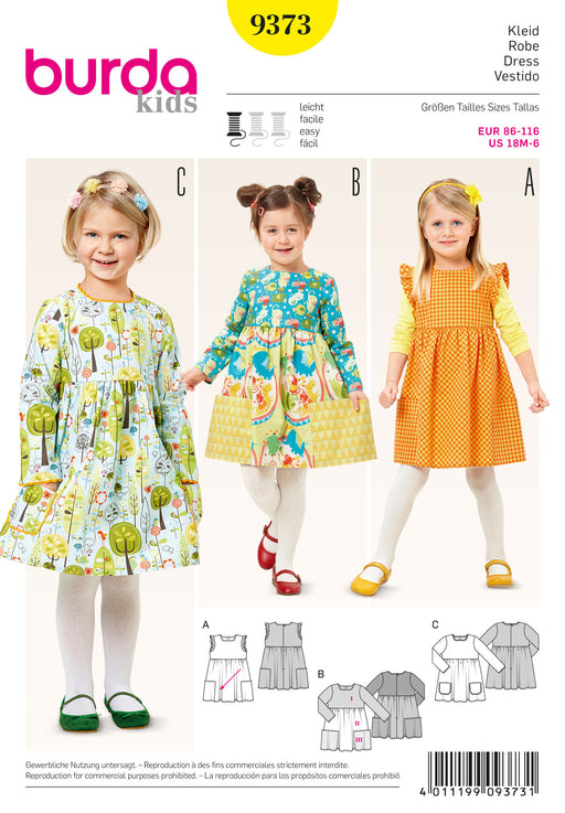 BD9373 Burda Style Pattern 9373 Childs Dress from Jaycotts Sewing Supplies