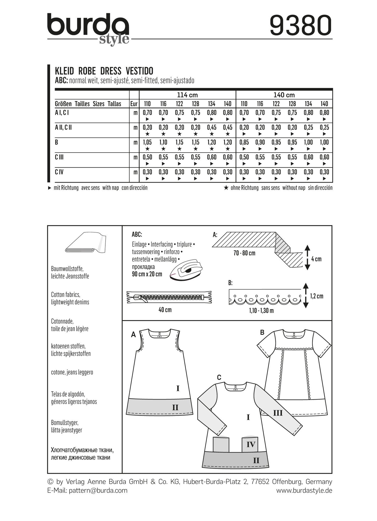 BD9380 Burda Style Pattern 9380 Dress from Jaycotts Sewing Supplies