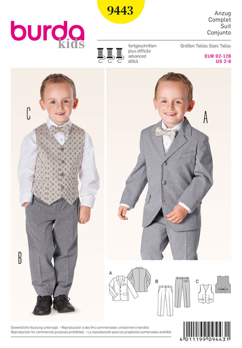 BD9443 Boys' Suit | Advanced from Jaycotts Sewing Supplies