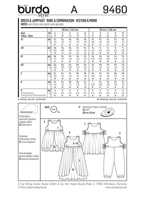 BD9460 Girls' Dress & Jumpsuit | Easy from Jaycotts Sewing Supplies