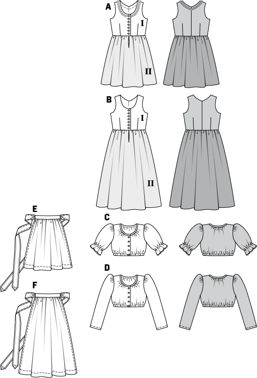 BD9509 Girls' Dirndl Dress from Jaycotts Sewing Supplies