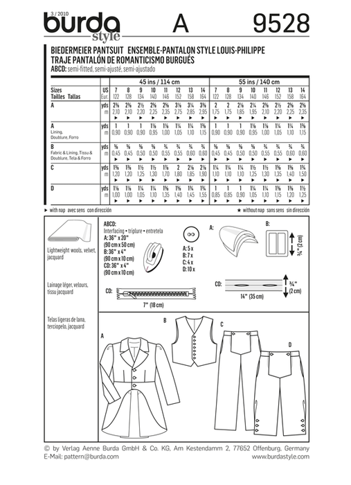 BD9528 Boys' Trousers & Tails from Jaycotts Sewing Supplies