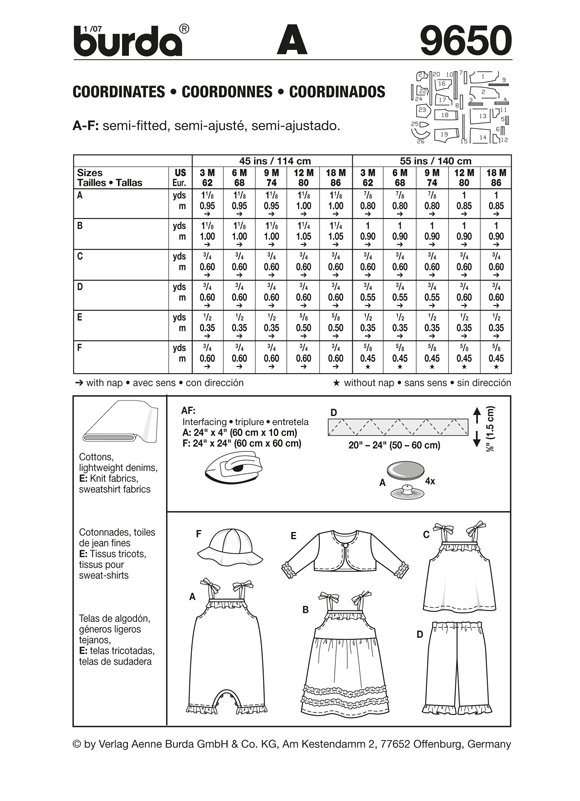 BD9650 Baby Girls' Summer Outfits | Very Easy from Jaycotts Sewing Supplies