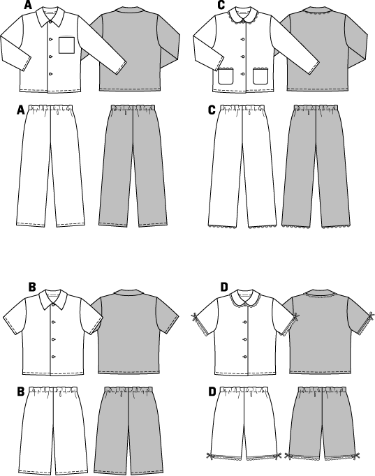 BD9747 Childrens' Pyjamas pattern | Very Easy from Jaycotts Sewing Supplies