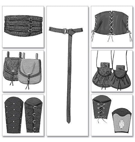 B5371 Misses'/Men's Historical Wrist Bracers, Corset, Belt & Pouches from Jaycotts Sewing Supplies