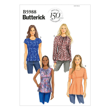 Butterick 5988 Misses'/Misses' Petite Tops pattern from Jaycotts Sewing Supplies