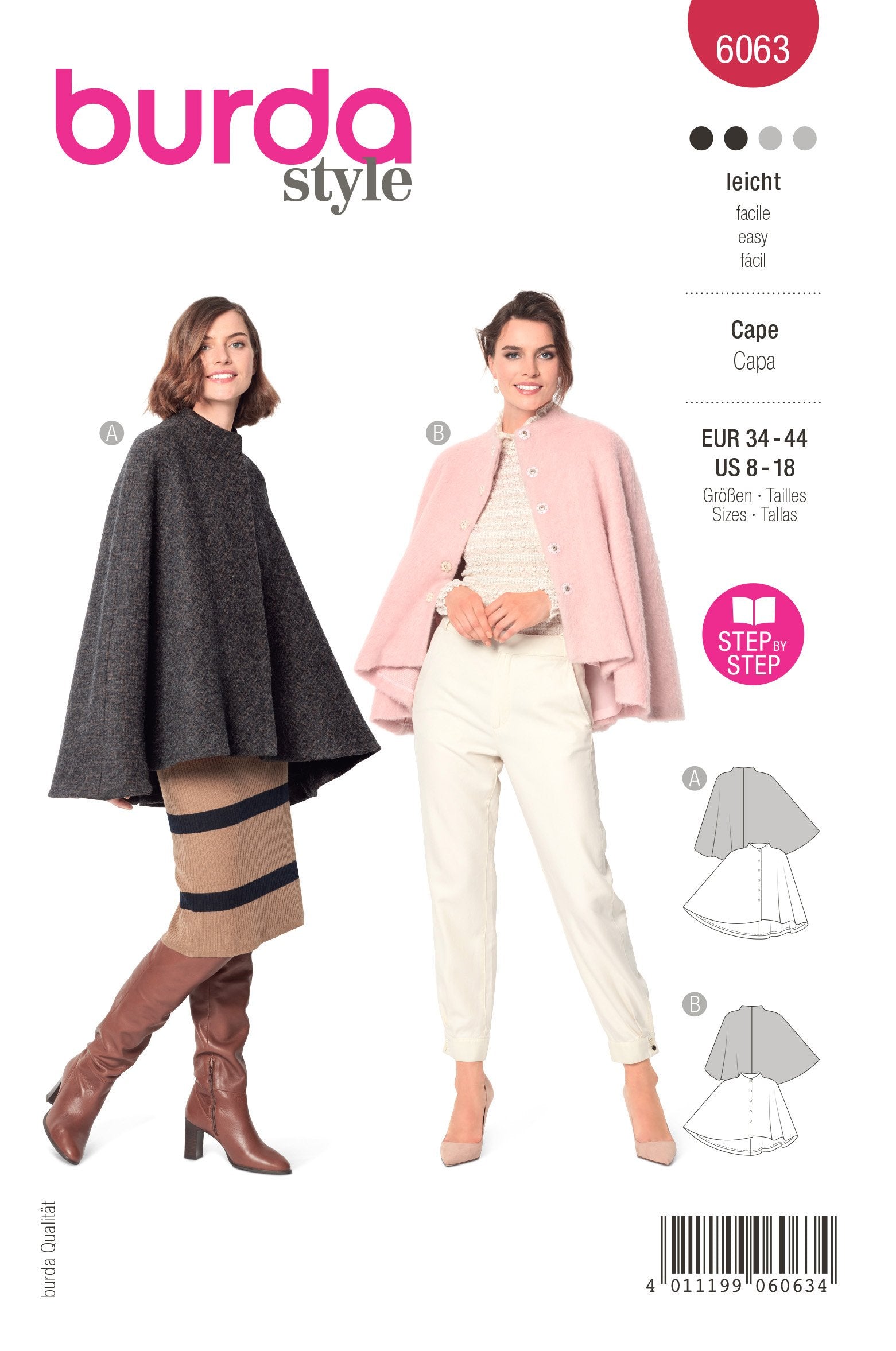 Burda Sewing Pattern 6063 Cape from Jaycotts Sewing Supplies