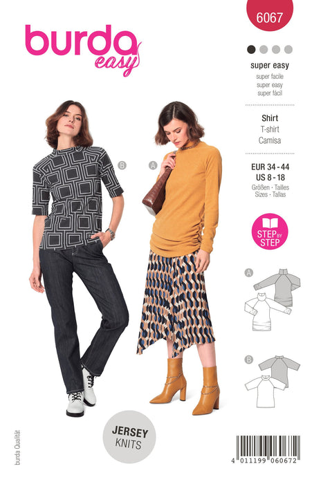 Burda Sewing Pattern 6067 Top with Raglan Sleeves from Jaycotts Sewing Supplies