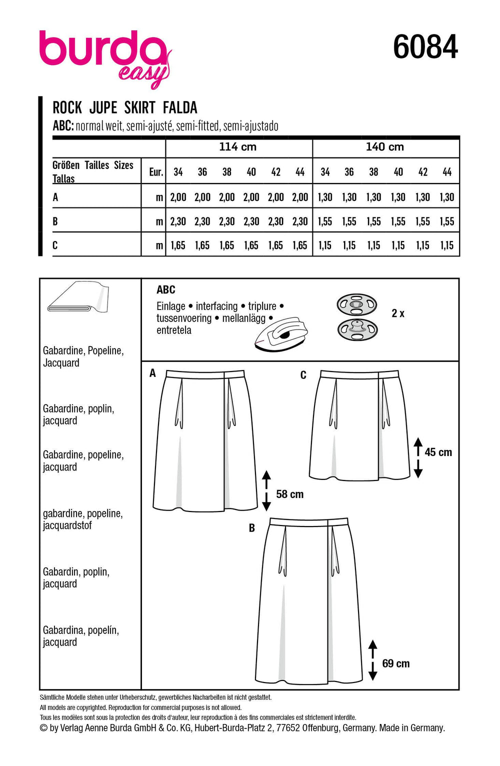 Burda Sewing Pattern 6084 Wrap Skirt from Jaycotts Sewing Supplies