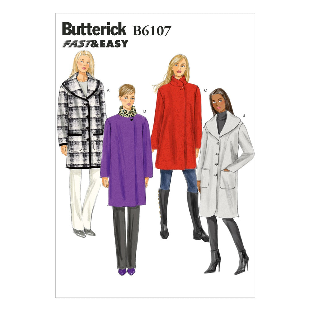 Butterick 6107 Misses' Coat Pattern | Very Easy from Jaycotts Sewing Supplies
