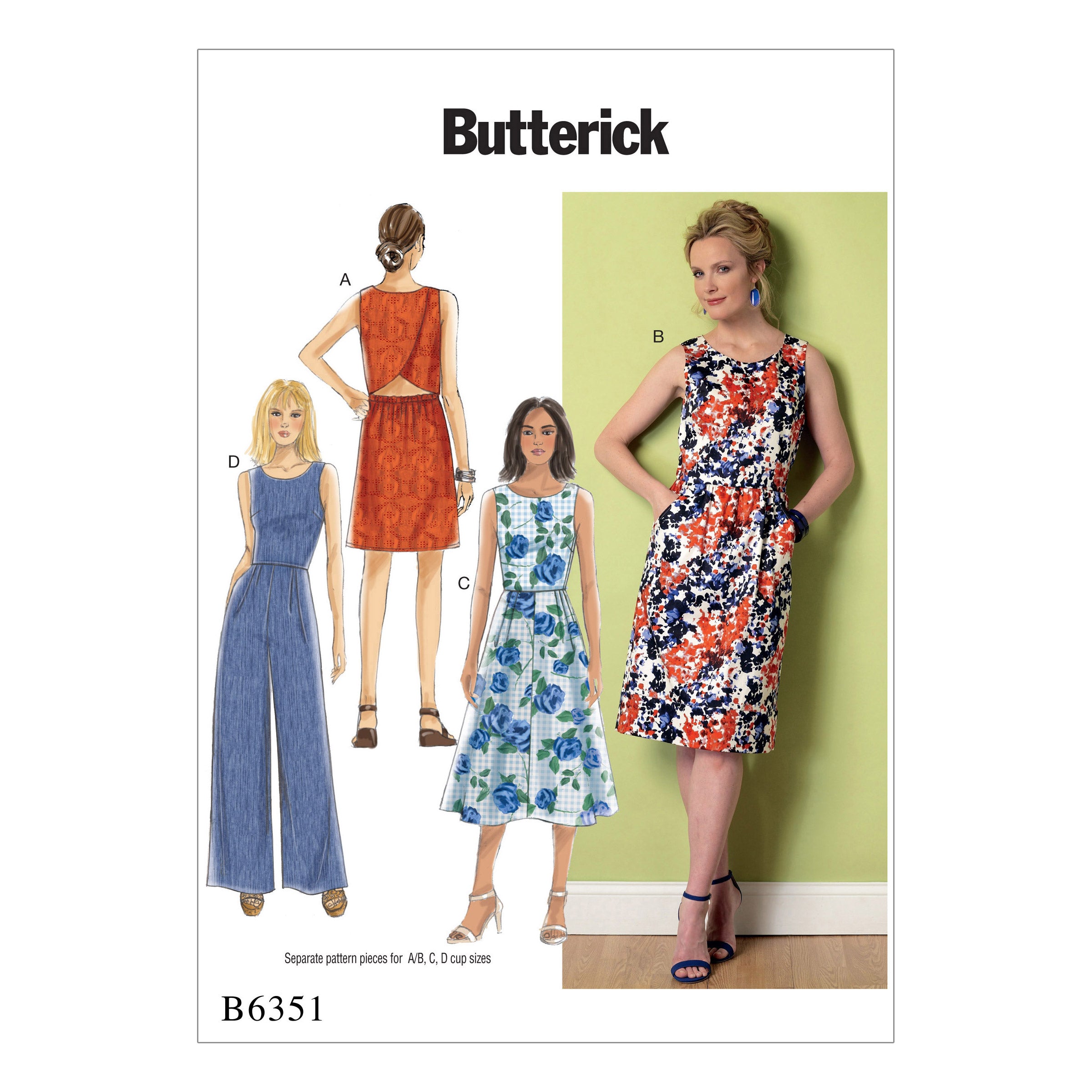 Butterick 6351 Open-Back, Tulip-Detail Dresses and Jumpsuit Pattern from Jaycotts Sewing Supplies