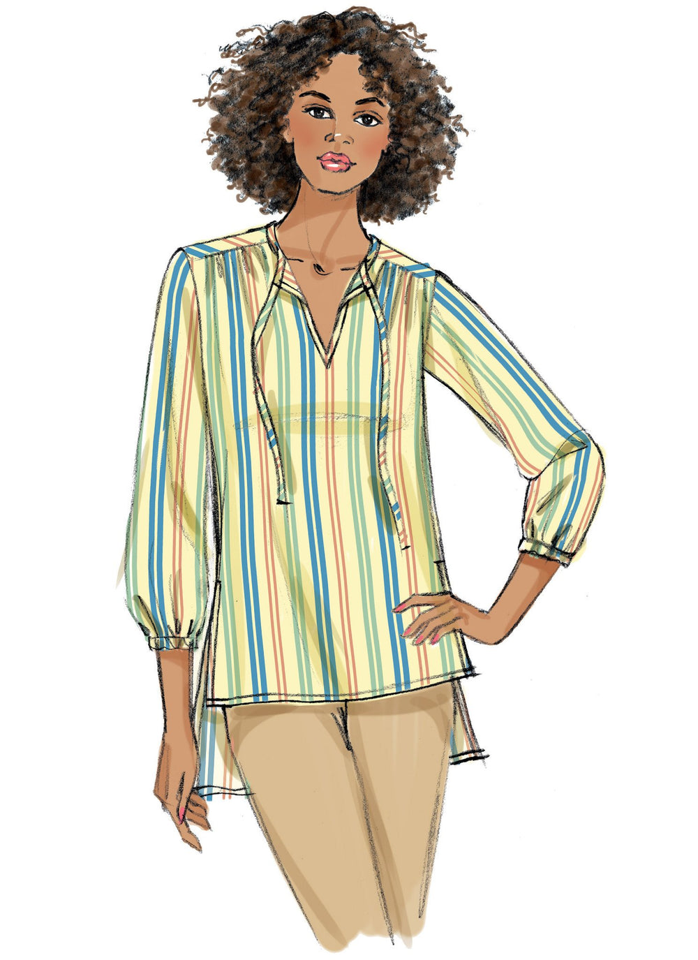 Butterick 6378 Misses' Gathered Tops and Tunics with Neck Ties Pattern ...