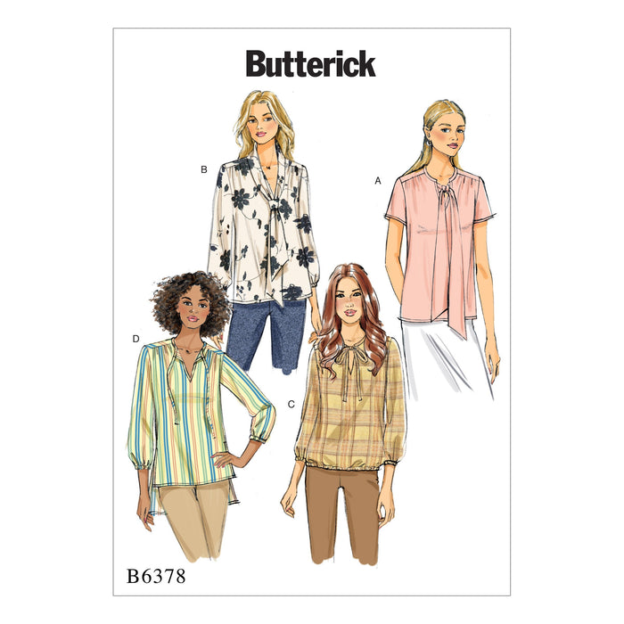 Butterick 6378 Misses' Gathered Tops and Tunics with Neck Ties Pattern from Jaycotts Sewing Supplies