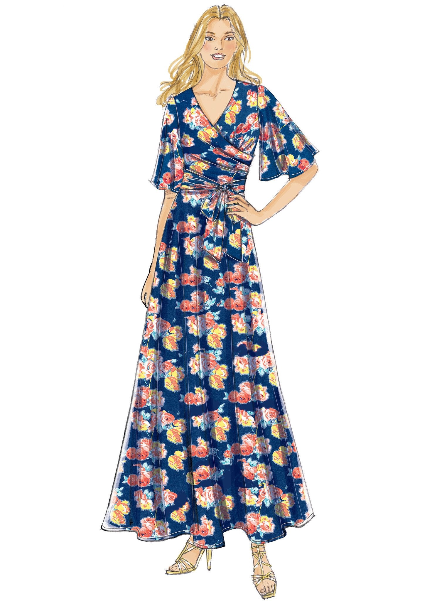 B6446 Misses' Pleated Wrap Dresses with Sash from Jaycotts Sewing Supplies