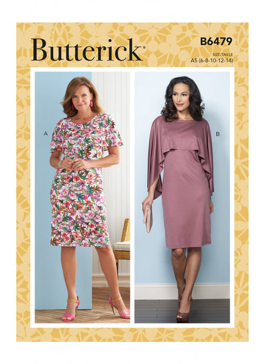 Butterick 6479 Pullover Dresses with Attached Capelets Pattern from Jaycotts Sewing Supplies