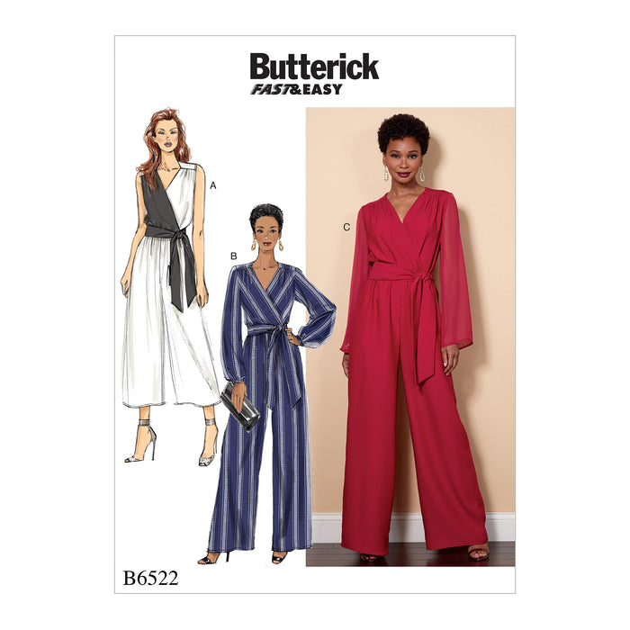 B6522 Misses'/Women's Jumpsuit and Sash from Jaycotts Sewing Supplies