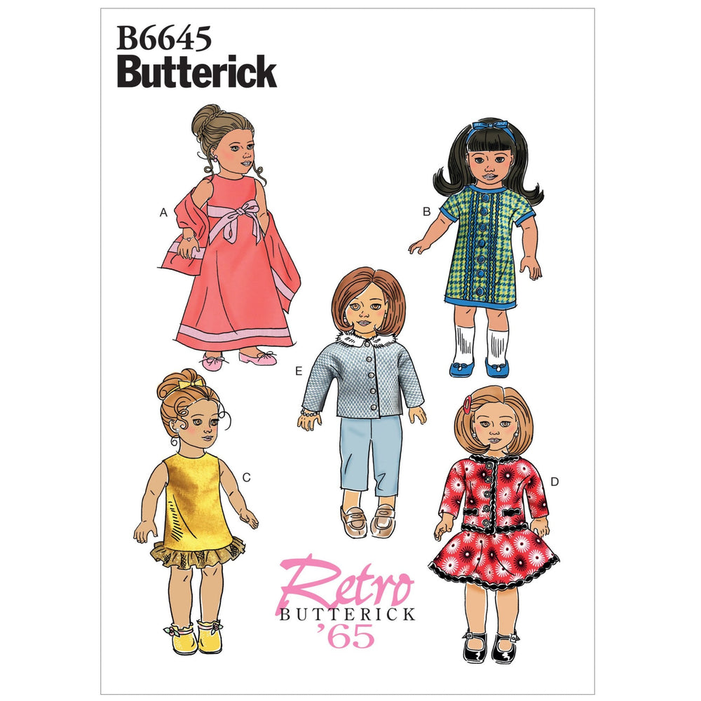 Butterick B6645 Clothes For 18" Doll sewing pattern from Jaycotts Sewing Supplies