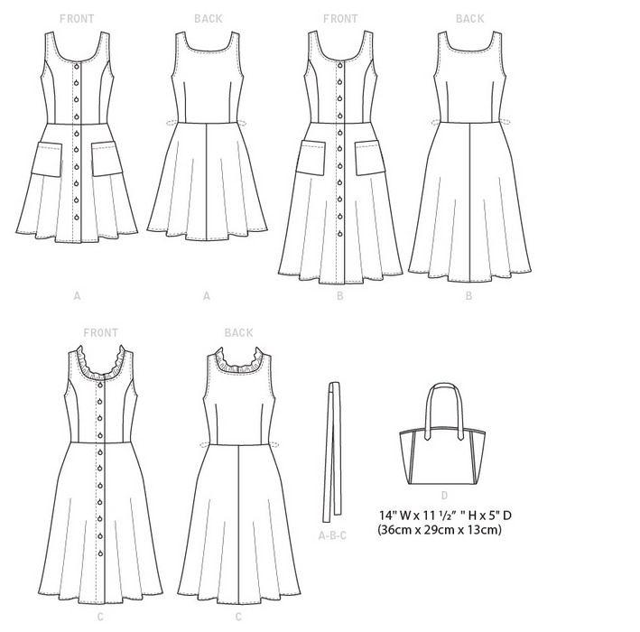 Butterick B6674 Misses' Dress, Sash and Bag | Easy from Jaycotts Sewing Supplies