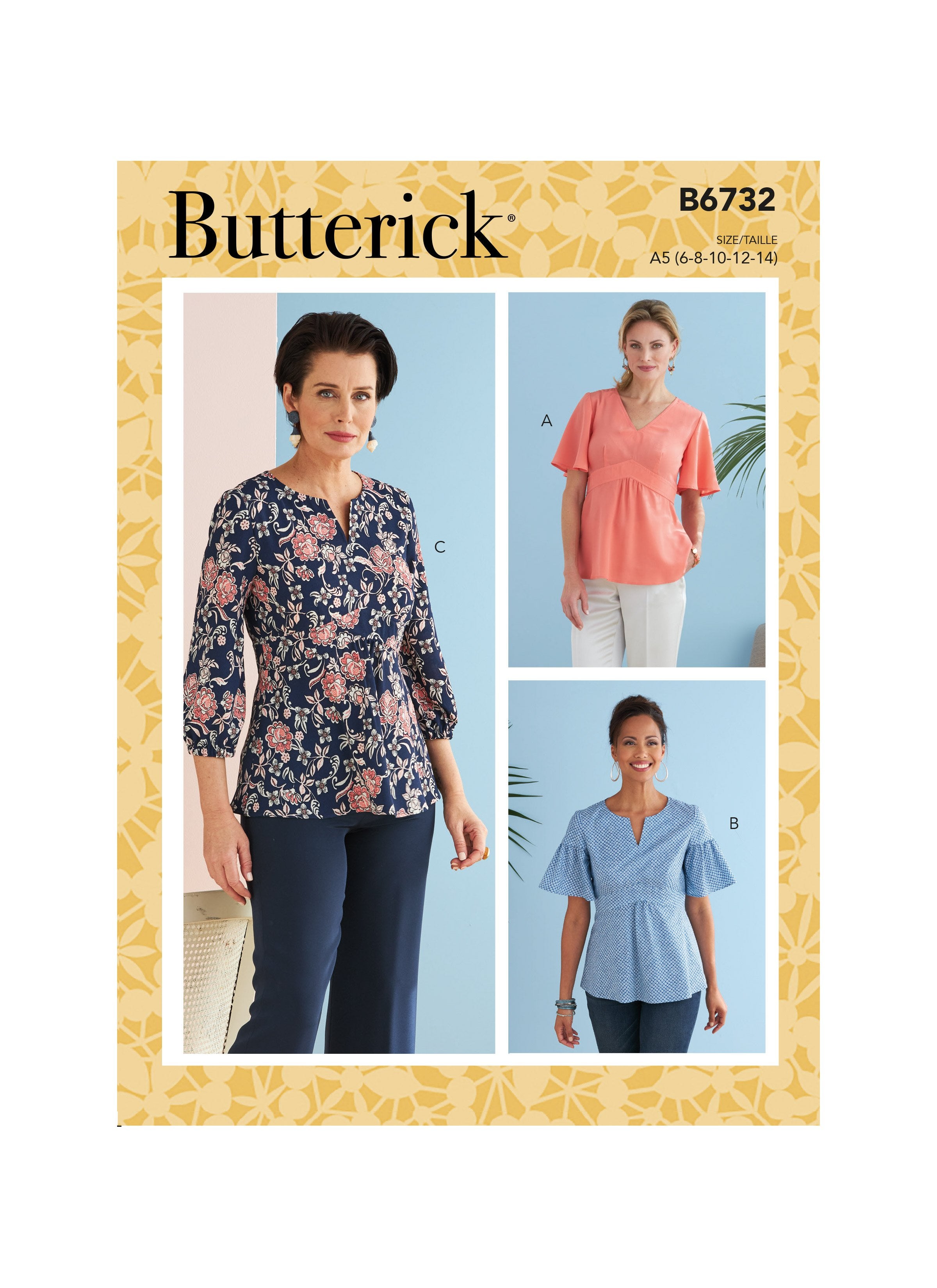 Butterick Sewing Pattern 6732 Misses' Top from Jaycotts Sewing Supplies