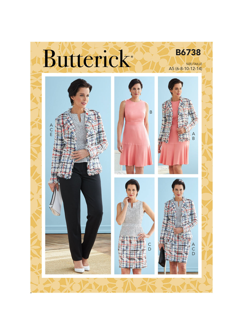 Butterick Sewing Pattern 6738 Jacket, Dress, Top, Skirt and Pants from Jaycotts Sewing Supplies