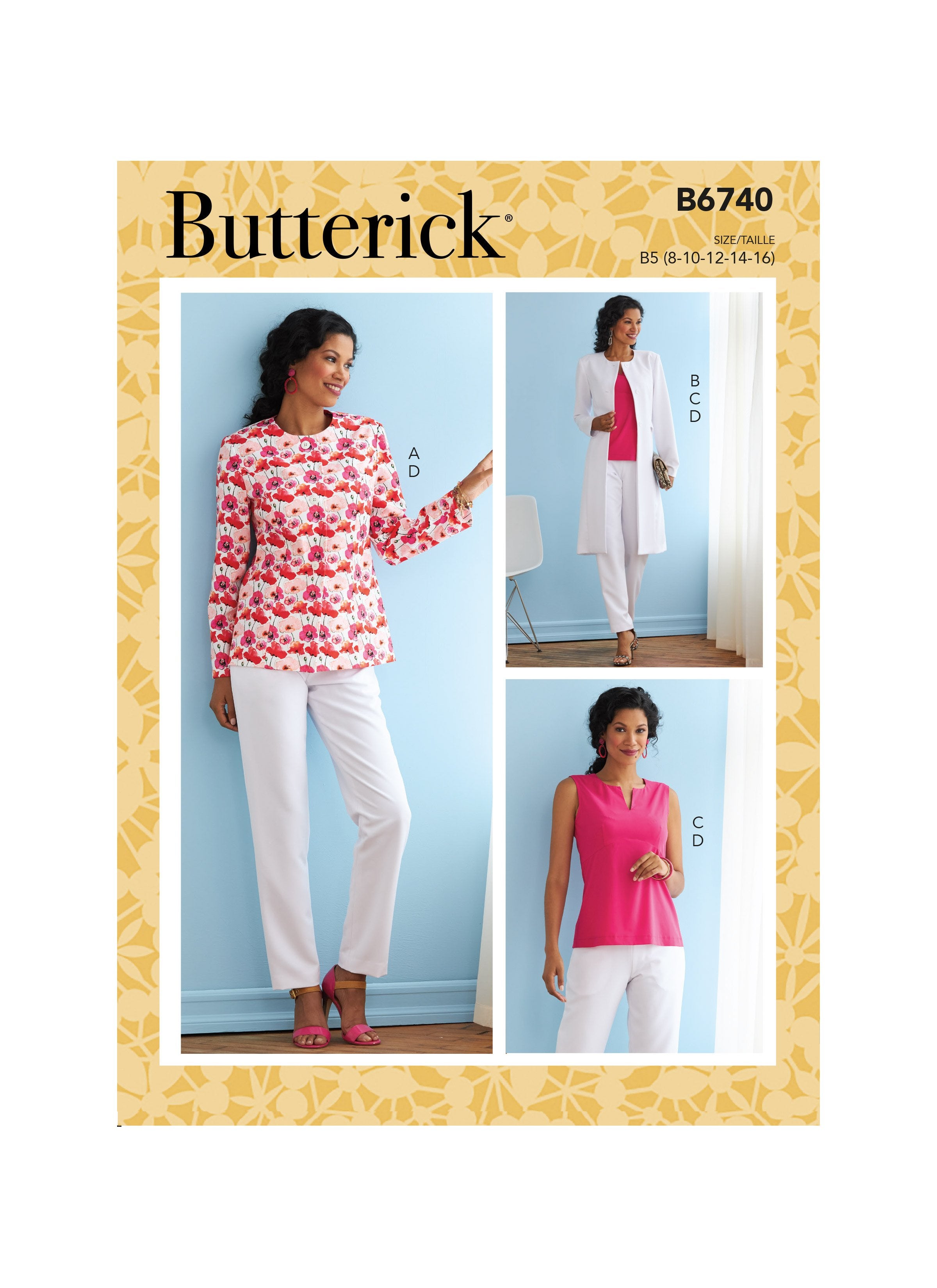 Butterick Sewing Pattern 6740 Jacket, Coat, Top and Pants from Jaycotts Sewing Supplies