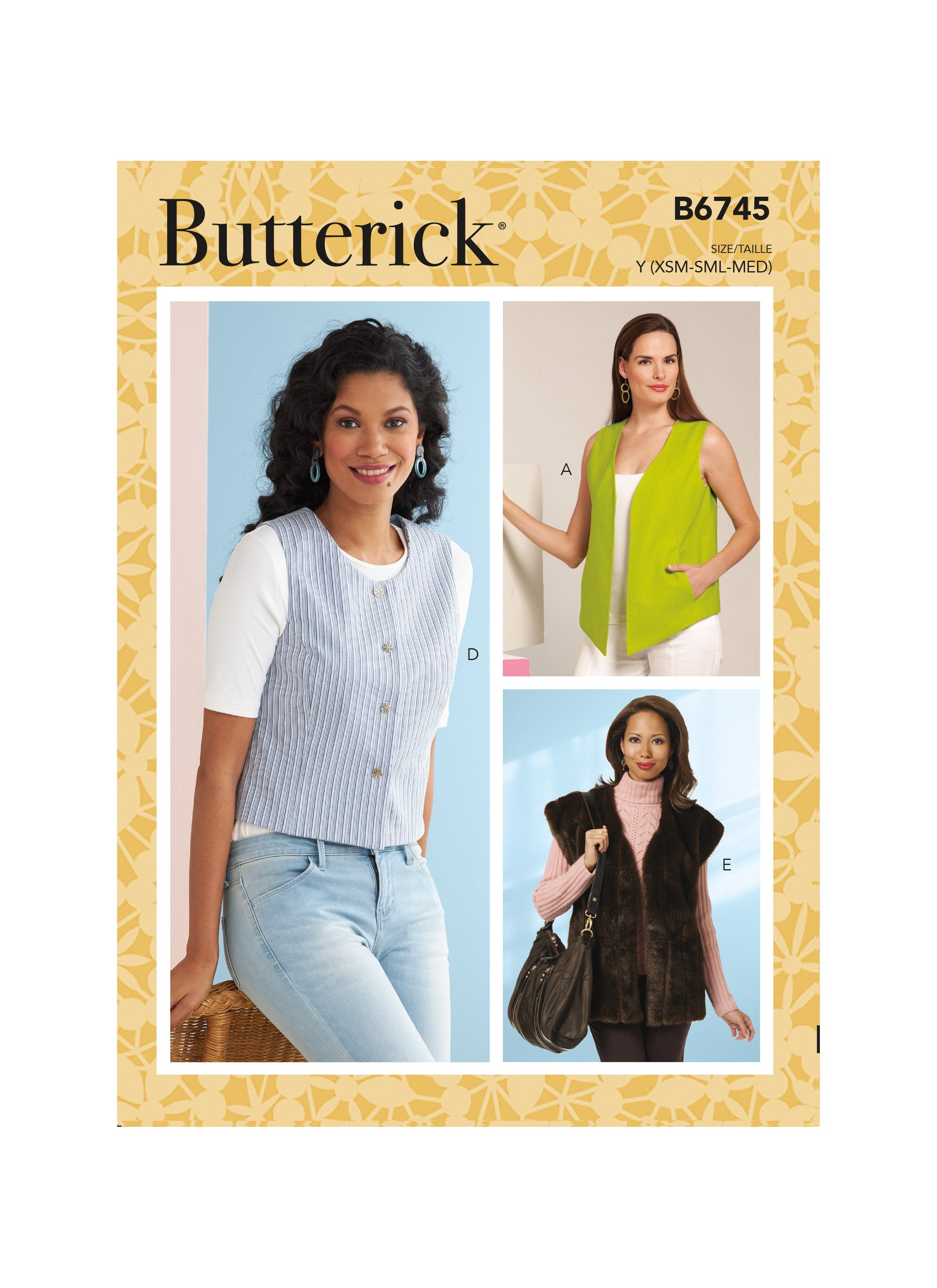 Butterick Sewing Pattern 6745 Misses' Waistcoats from Jaycotts Sewing Supplies