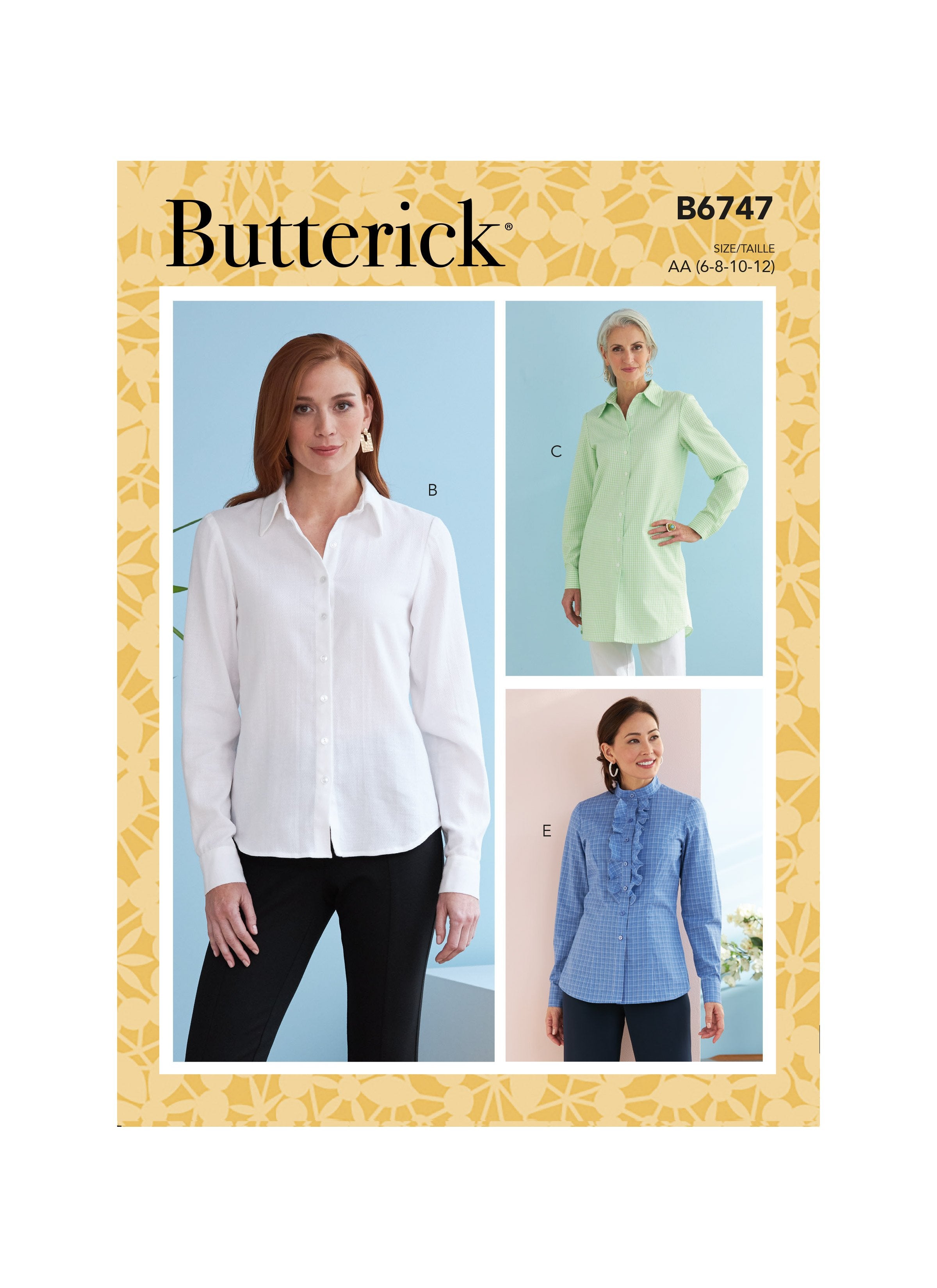Butterick Sewing Pattern 6747 Misses' Shirts from Jaycotts Sewing Supplies