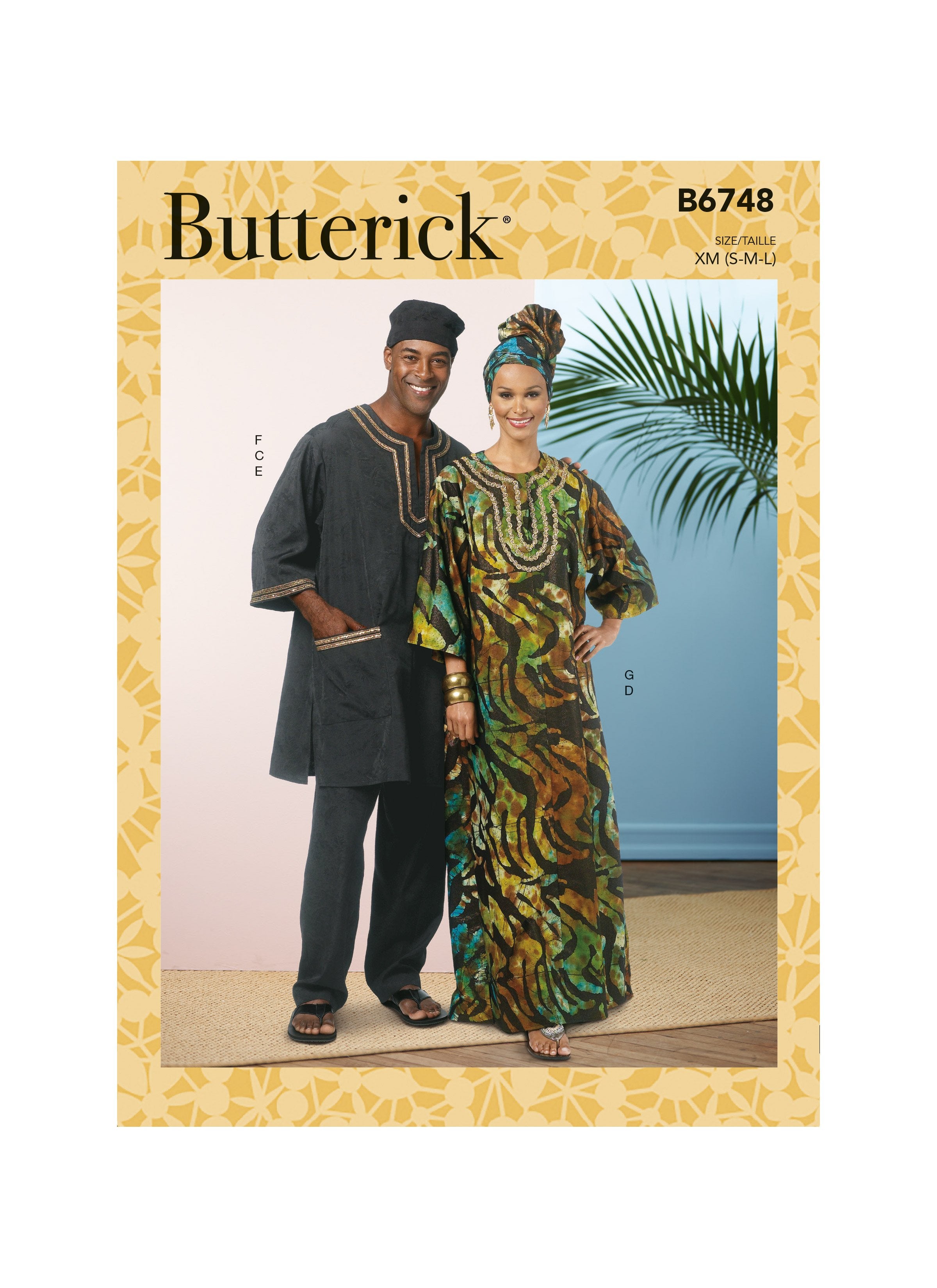 Butterick Pattern 6748 Misses'/Men's Tunic, Caftan, PantsHat and Head Wrap from Jaycotts Sewing Supplies
